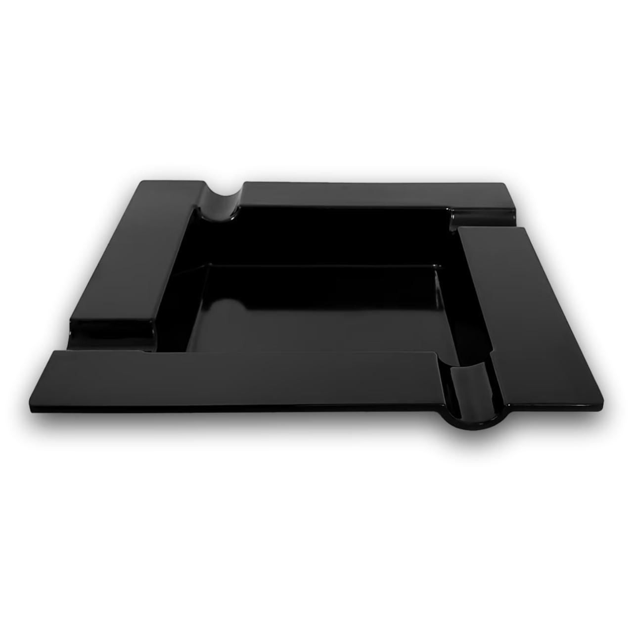 Black Maxfield 4-Cigar Melamine Ashtray on a white background