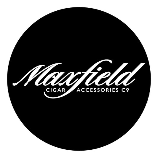 Maxfield Cigar Accessories Co logo on a drink coaster