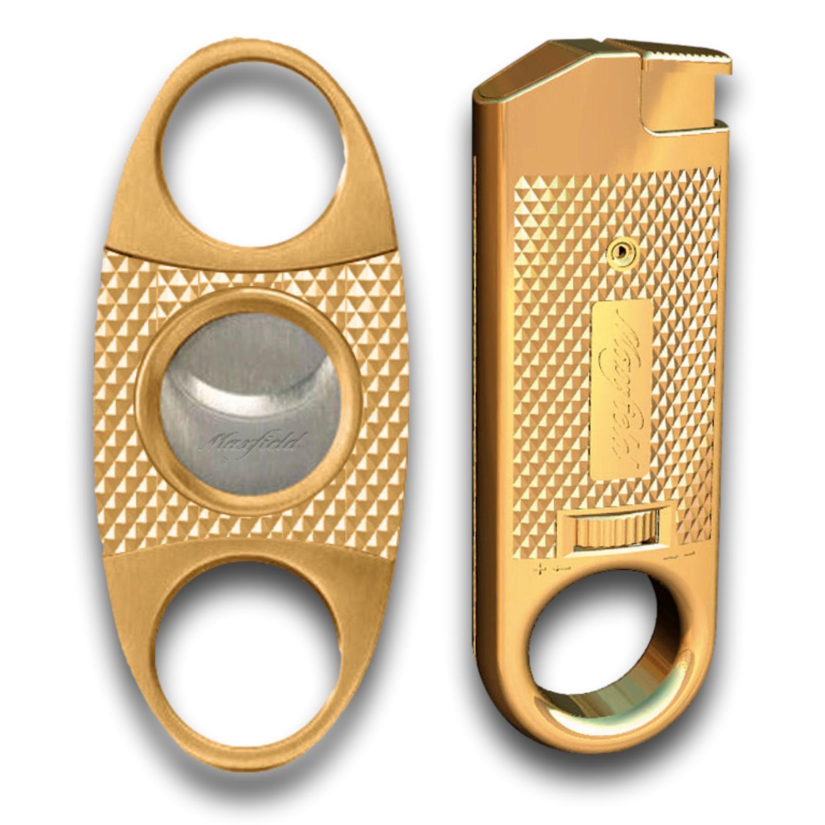 Maxfield Slim Gold Cutter & Lighter Gift Set - Main Image