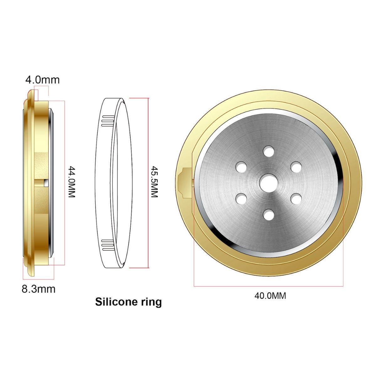 Dimensions of Maxfield Meridian Cigar Humidor Hygrometer in Gold