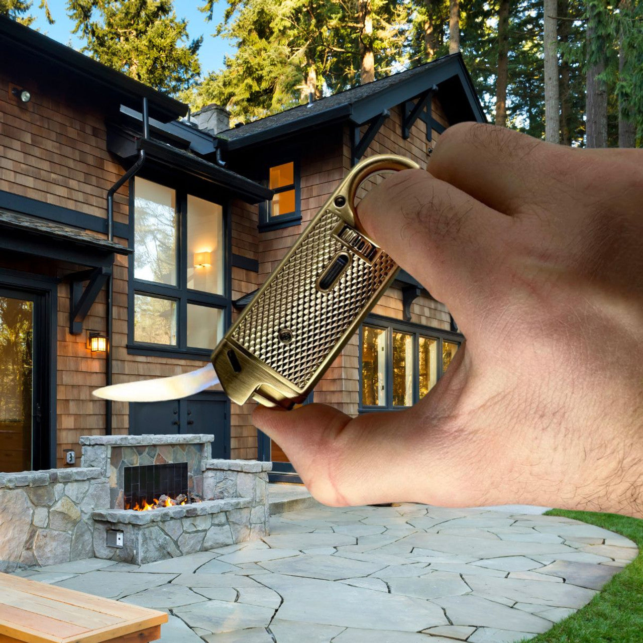 Maxfield Slim Diamond Soft Flame Cigar Lighters - Gold - With Flame