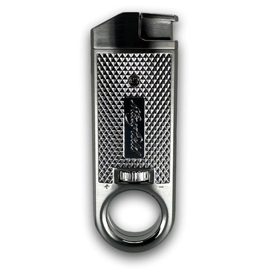 Maxfield cigar lighter front side with geometric pattern on a white background
