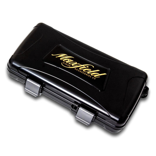 Black Maxfield x Xikar 5-Cigar Travel Humidor on a white background