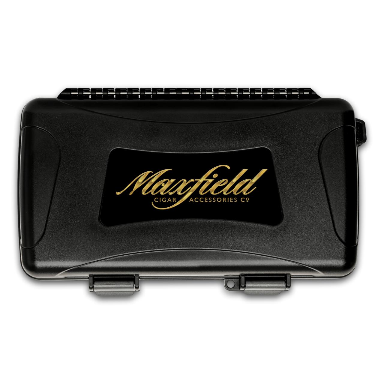 Black Maxfield x Xikar 5-Cigar Travel Humidor on a white background