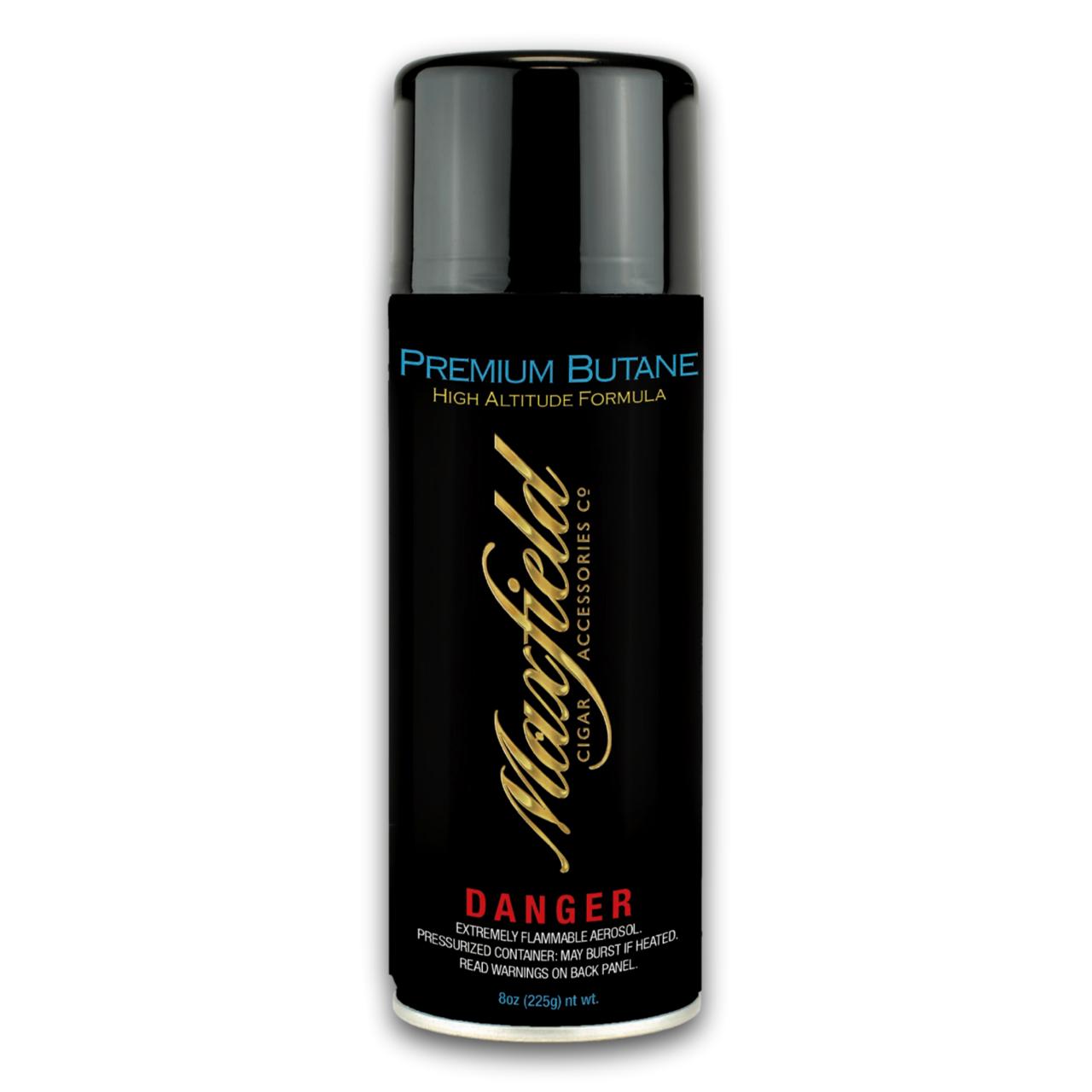 Maxfield x Xikar High Performance 8oz Butane for Cigar Lighters canister on a white background