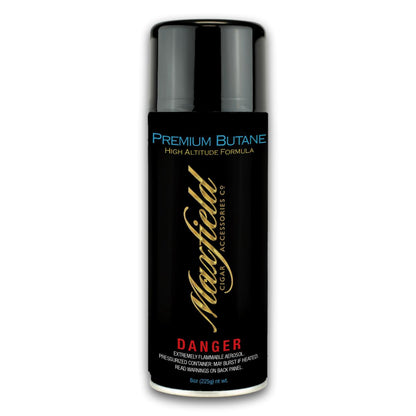 Maxfield x Xikar High Performance 8oz Butane for Cigar Lighters canister on a white background